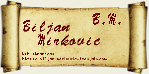 Biljan Mirković vizit kartica